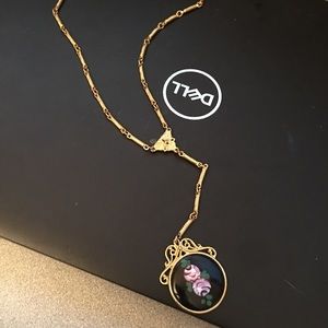 1907 Vintage guiloche pink/purple rose enamel.